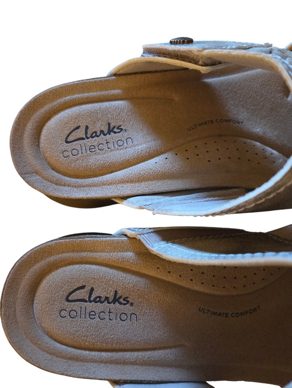 Clarks Rose Gold Strappy Sandals Size 10 Beach Vaca NWOT - Picture 2 of 4